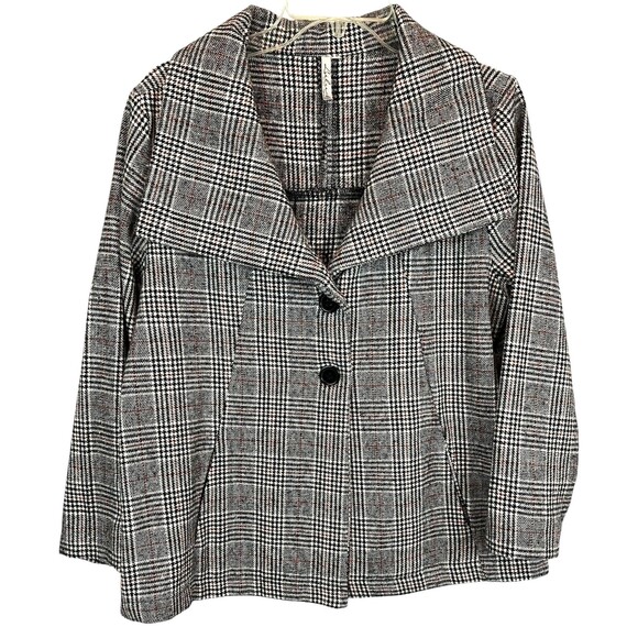 Lulu B Wool Blend Brown Houndstooth Plaid Swing Coat  Women's Size M  Jacket - Picture 1 of 7